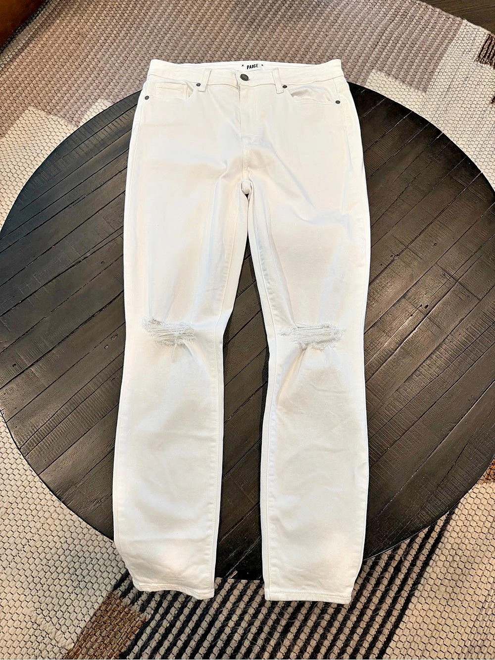 🔥Paige Hoxton Ankle High Rise Skinny Sky Destructed White Size 31 NWOT🔥